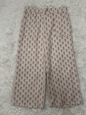 Berkshire Beige Wide-Leg Pants with Rose Print